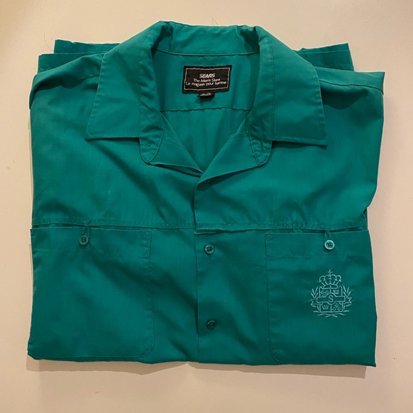 Sears green tee shirt button up - Picture 1 of 2